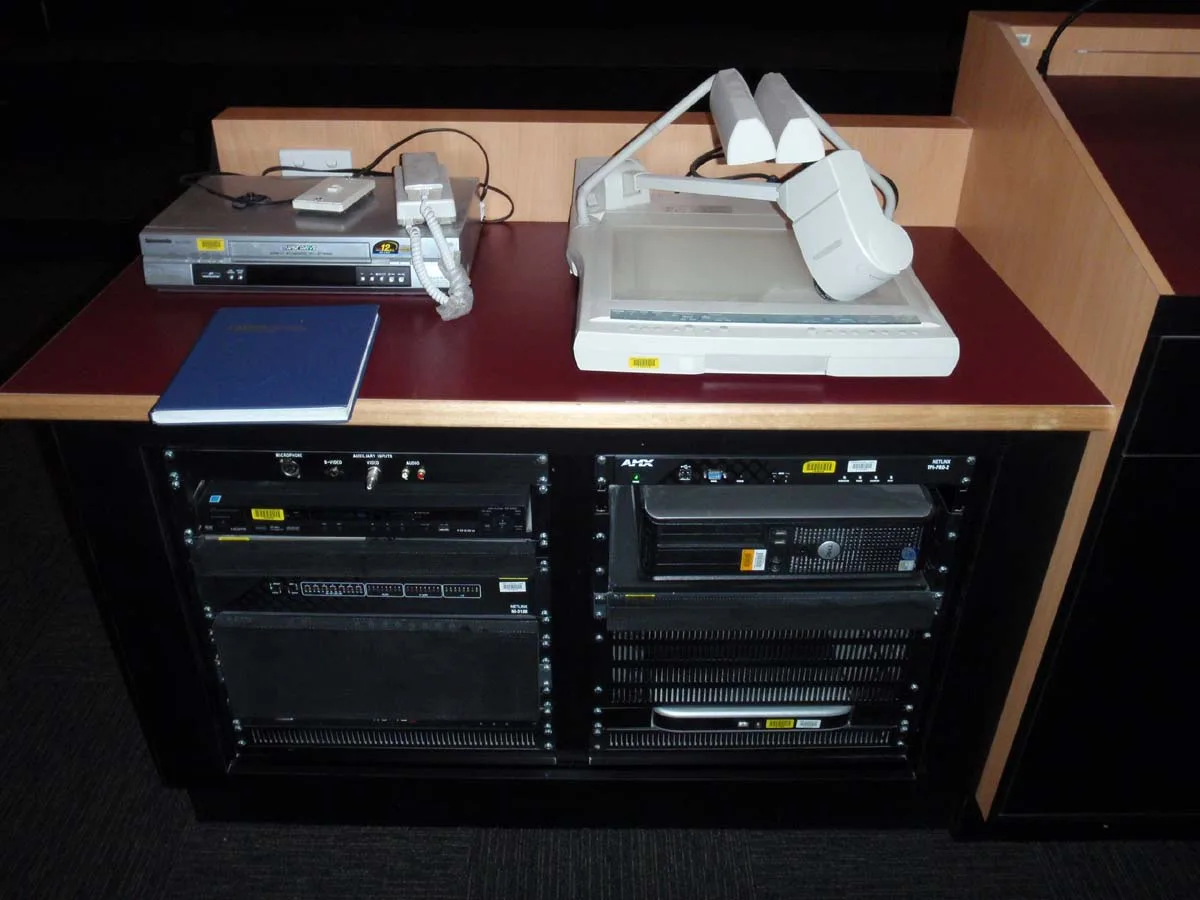 AV equipment including monitors and audio-visual hardware professionally cleaned