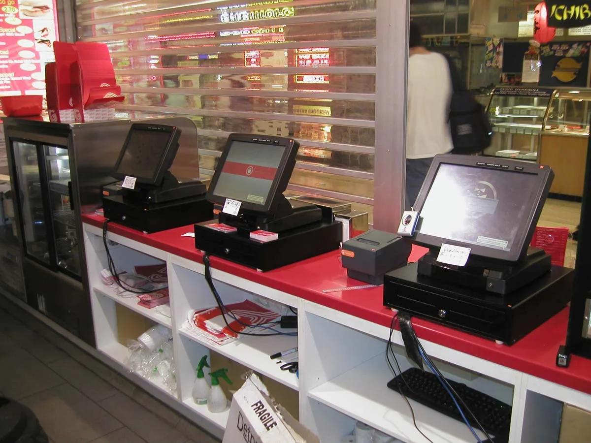 Commercial cash register and point-of-sale equipment cleaned and sanitised
