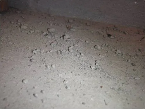 Concrete rubble and masonry debris left in data centre post-construction