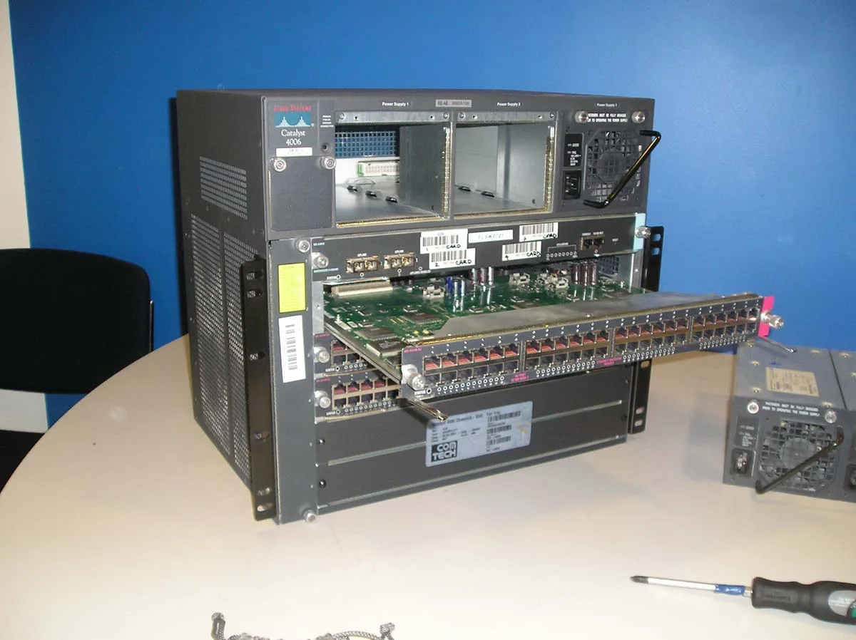 Network switch professionally cleaned and decontaminated